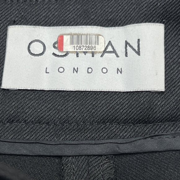 Osman Pants Women Ariel Black Wool Blend Flare Ruffle Leg 70s Y2K Classic Office - Picture 6 of 8